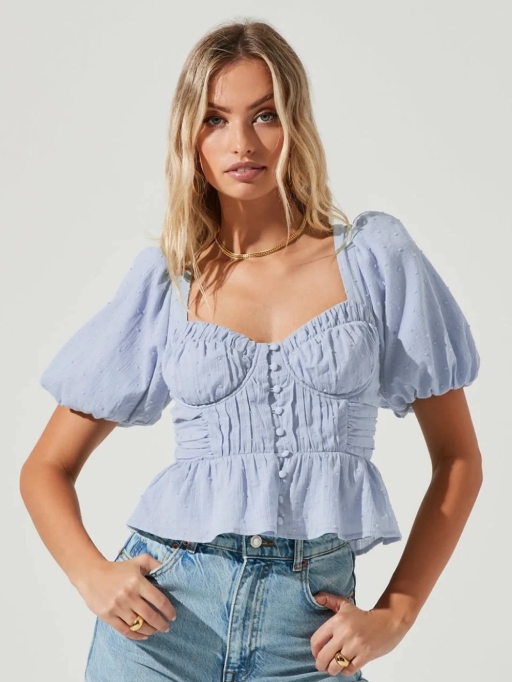 Astr the label Clairemont Top puff sleeve Size M NWT